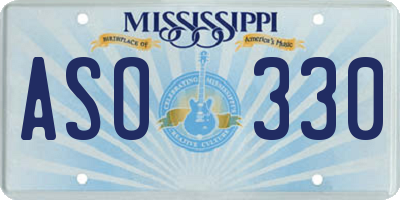 MS license plate ASO330