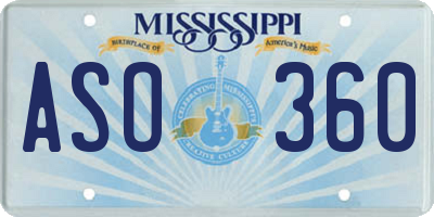 MS license plate ASO360
