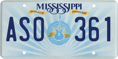 MS license plate ASO361