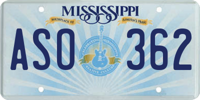 MS license plate ASO362