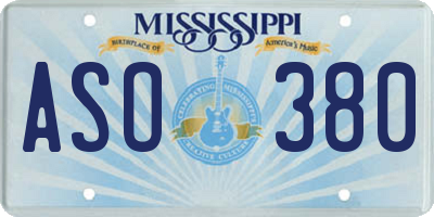 MS license plate ASO380