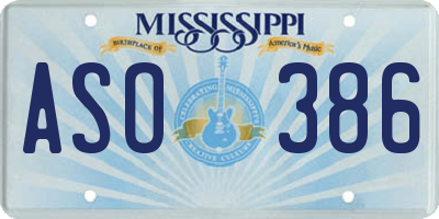 MS license plate ASO386