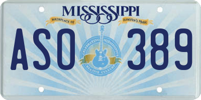 MS license plate ASO389