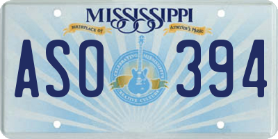MS license plate ASO394