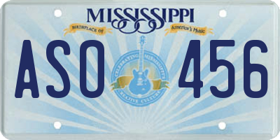 MS license plate ASO456