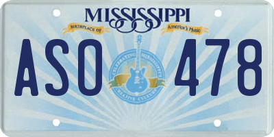MS license plate ASO478