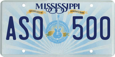 MS license plate ASO500
