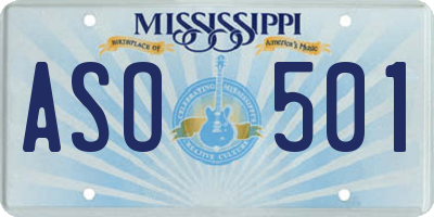 MS license plate ASO501