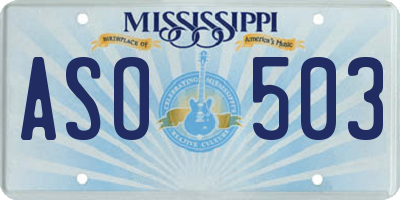 MS license plate ASO503