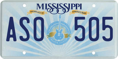 MS license plate ASO505