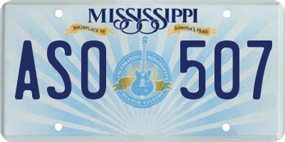 MS license plate ASO507