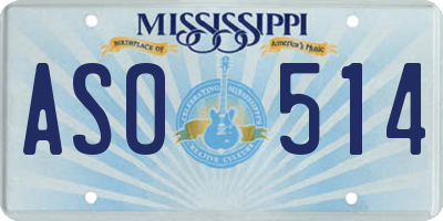 MS license plate ASO514