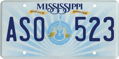 MS license plate ASO523