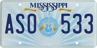 MS license plate ASO533