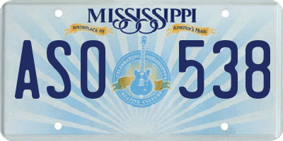 MS license plate ASO538
