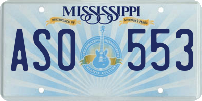 MS license plate ASO553