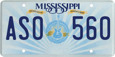 MS license plate ASO560