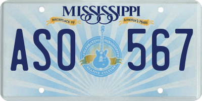 MS license plate ASO567