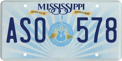 MS license plate ASO578