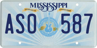 MS license plate ASO587