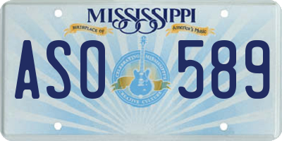 MS license plate ASO589