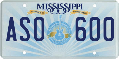 MS license plate ASO600