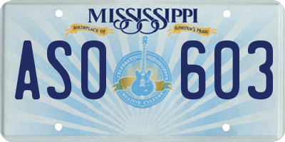 MS license plate ASO603