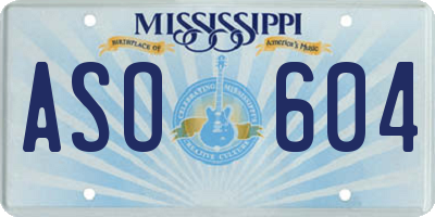MS license plate ASO604
