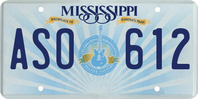 MS license plate ASO612