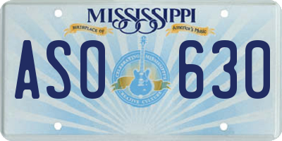 MS license plate ASO630