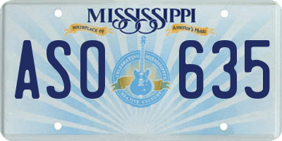 MS license plate ASO635