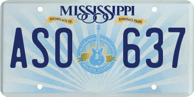 MS license plate ASO637
