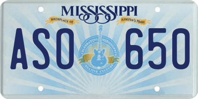 MS license plate ASO650