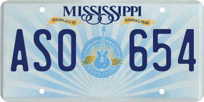 MS license plate ASO654