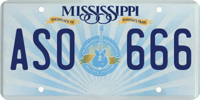 MS license plate ASO666