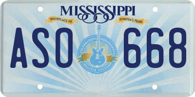 MS license plate ASO668