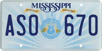 MS license plate ASO670