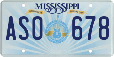 MS license plate ASO678