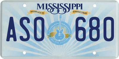MS license plate ASO680