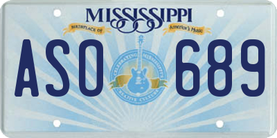 MS license plate ASO689
