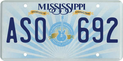 MS license plate ASO692