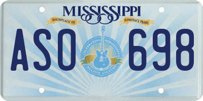 MS license plate ASO698