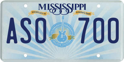 MS license plate ASO700