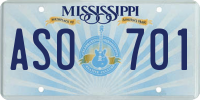 MS license plate ASO701