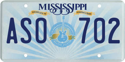 MS license plate ASO702