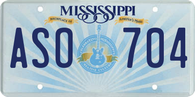 MS license plate ASO704