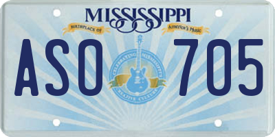 MS license plate ASO705