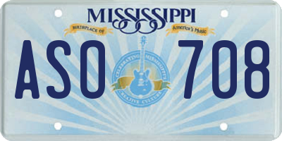 MS license plate ASO708