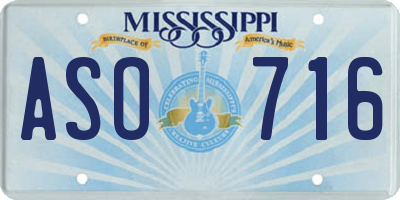 MS license plate ASO716