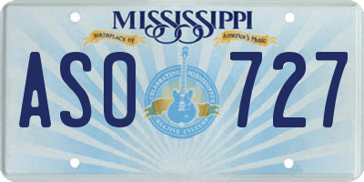 MS license plate ASO727